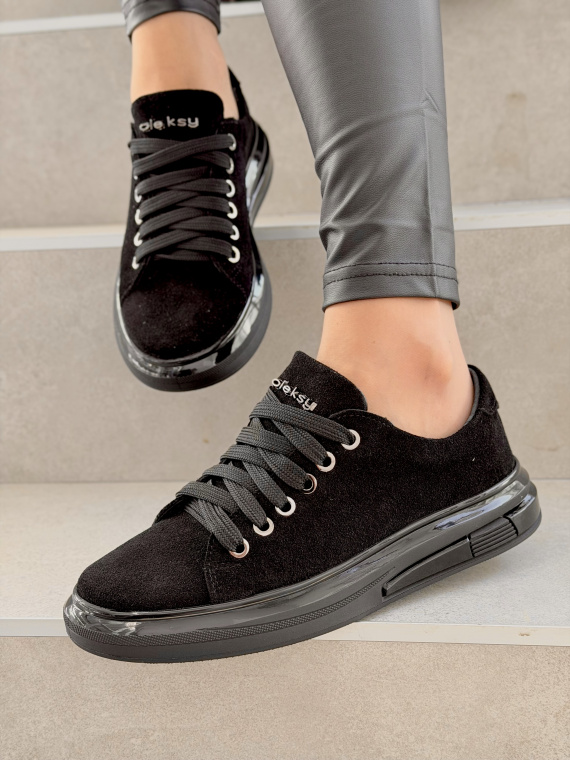 Czarne sneakersy zamszowe ze skóry naturalnej OLEKSY