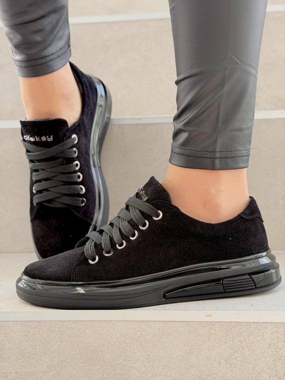 Czarne sneakersy zamszowe ze skóry naturalnej OLEKSY