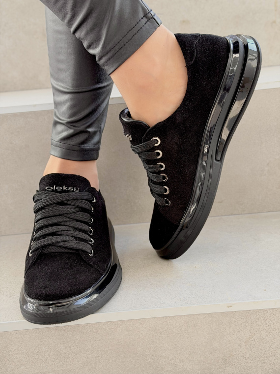 Czarne sneakersy zamszowe ze skóry naturalnej OLEKSY