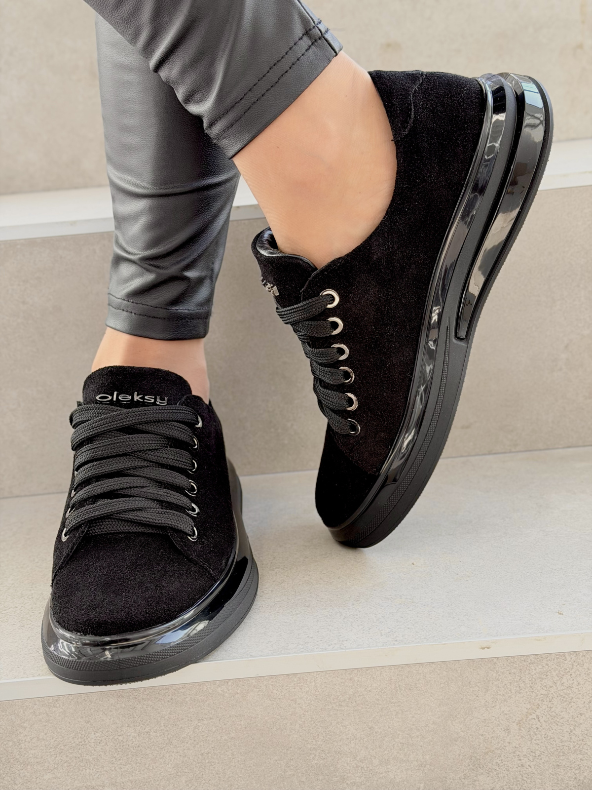 Czarne sneakersy zamszowe ze skóry naturalnej OLEKSY