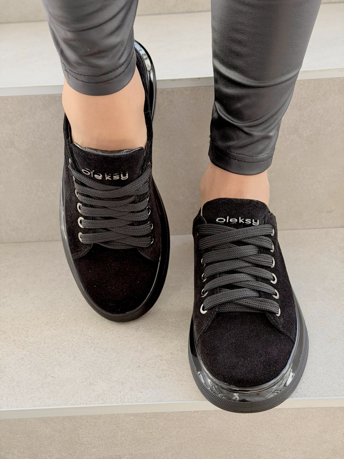 Czarne sneakersy zamszowe ze skóry naturalnej OLEKSY