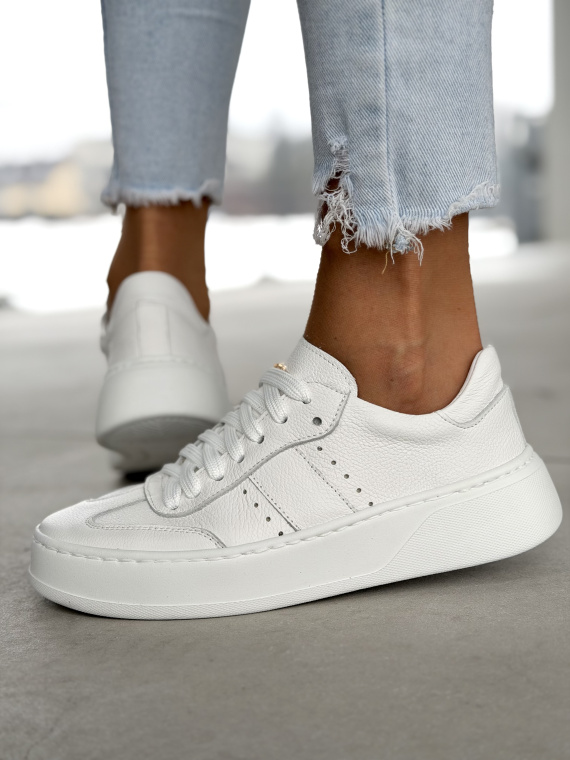 Białe sneakersy skórzane damskie OLEKSY