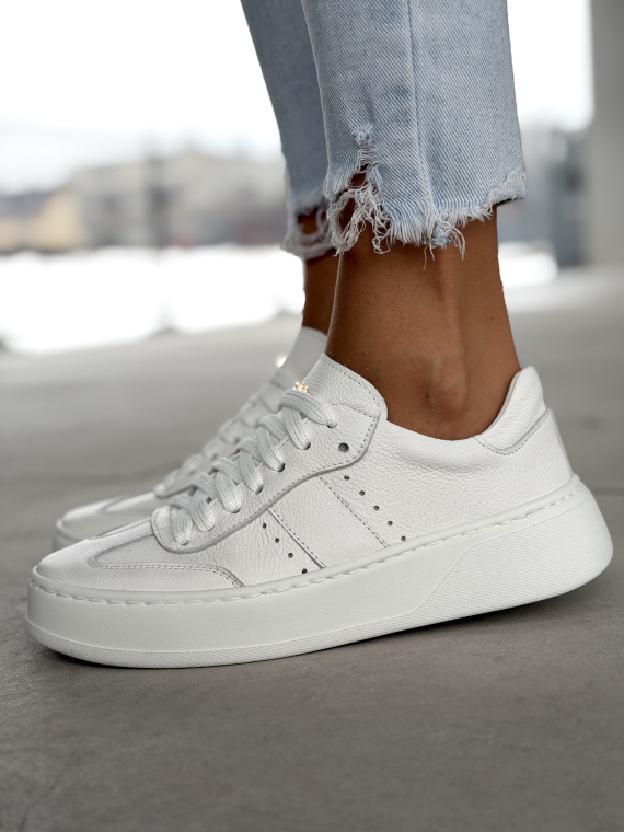 Białe sneakersy skórzane damskie OLEKSY