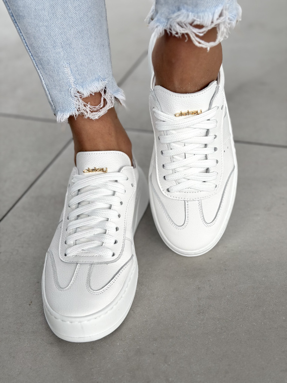 Białe sneakersy skórzane damskie OLEKSY