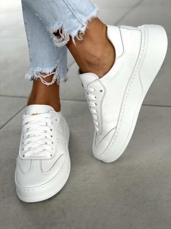 Białe sneakersy skórzane damskie OLEKSY