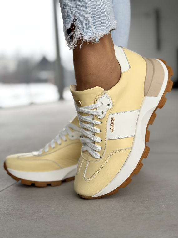 Żółte sneakersy skórzane OLEKSY Polskiej produkcji
