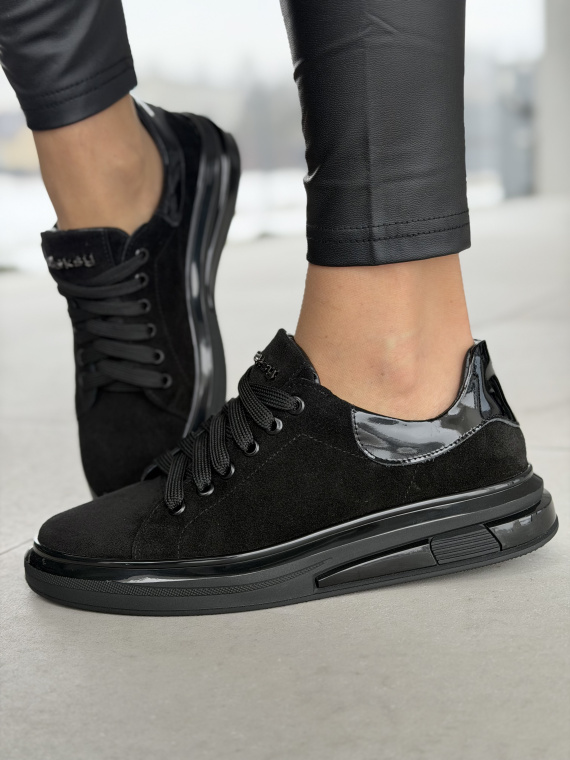 Czarne sneakersy skórzane OLEKSY ze skóry naturalnej