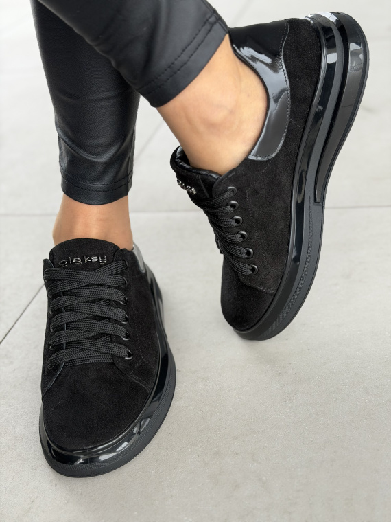 Czarne sneakersy skórzane OLEKSY ze skóry naturalnej