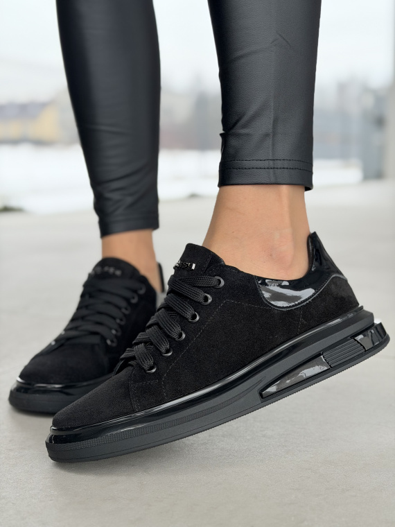 Czarne sneakersy skórzane OLEKSY ze skóry naturalnej