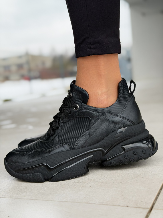 Czarne sneakersy skórzane damskie OLEKSY casual