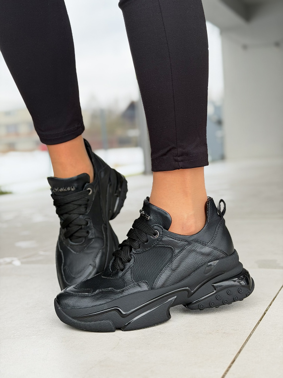 Czarne sneakersy skórzane damskie OLEKSY casual