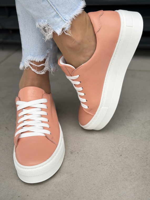 Morelowe sneakersy skórzane damskie na platformie OLEKSY casual