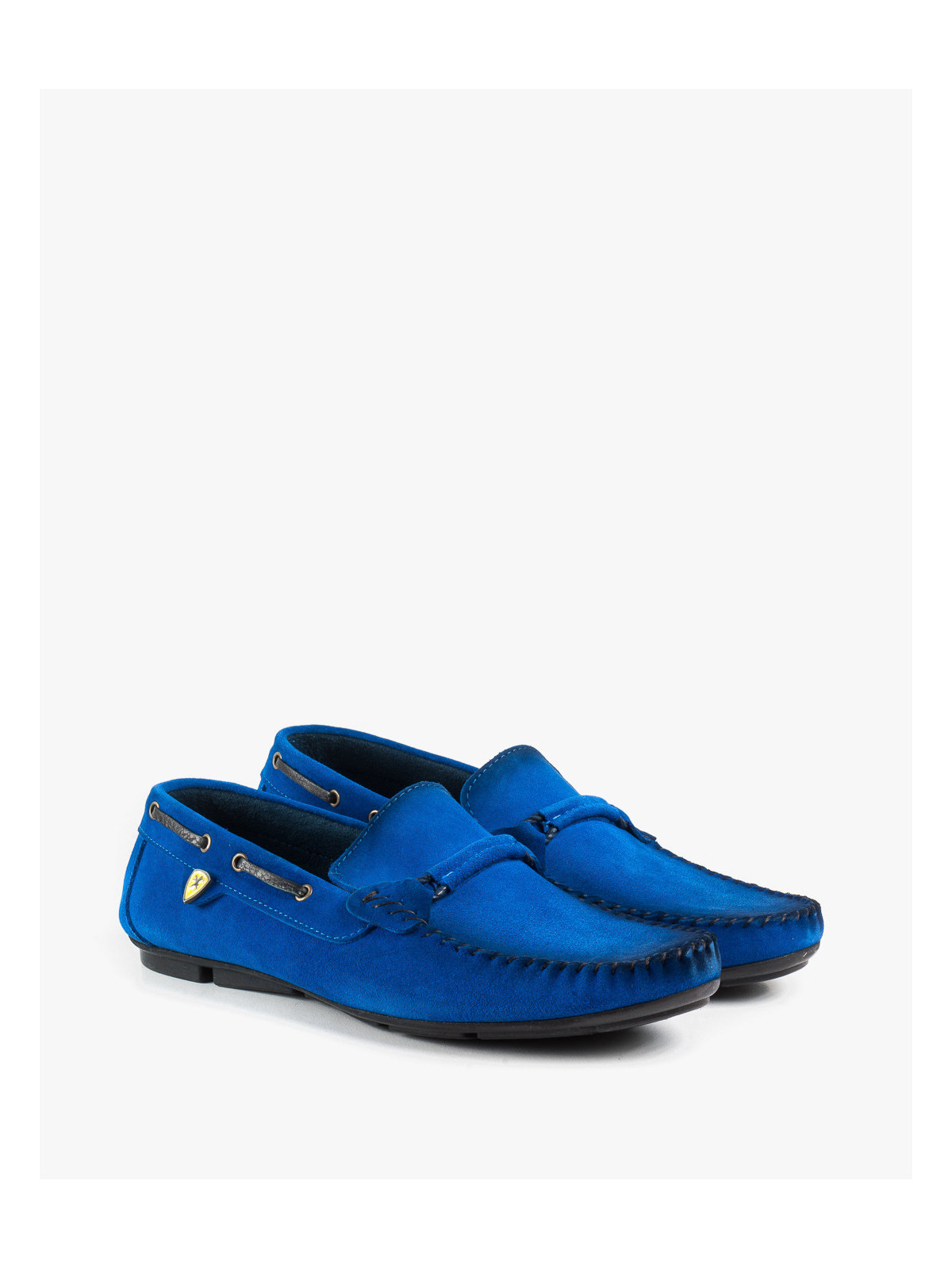 Niebieskie mokasyny męskie skórzane