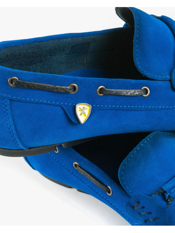 Niebieskie mokasyny męskie skórzane