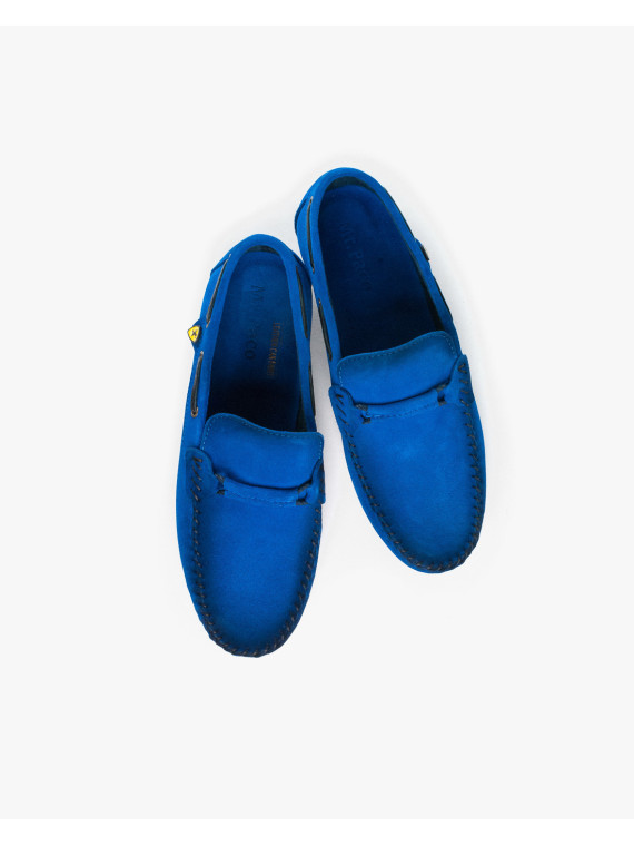 Niebieskie mokasyny męskie skórzane