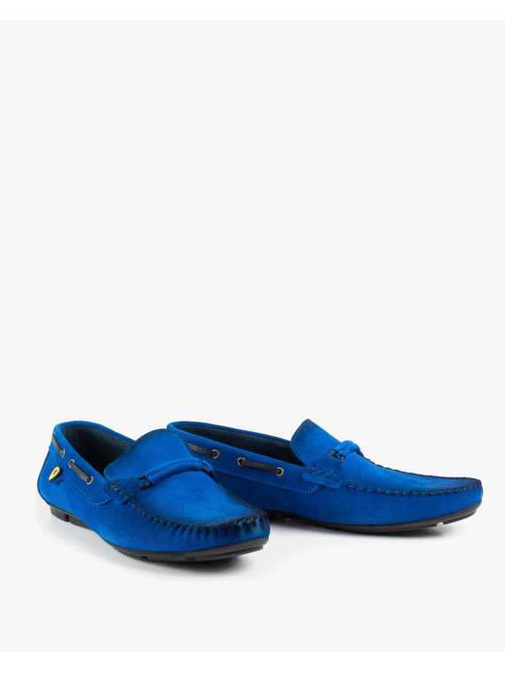 Niebieskie mokasyny męskie skórzane