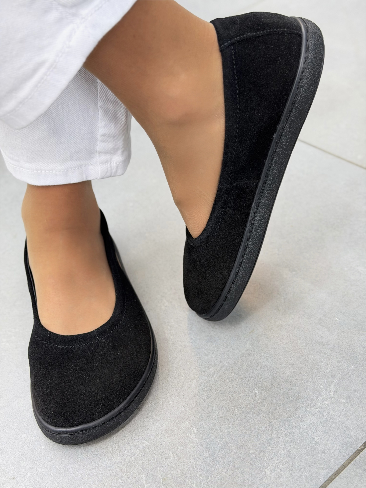 Czarne baleriny barefoot zamszowe ze skóry naturalnej OLEKSY