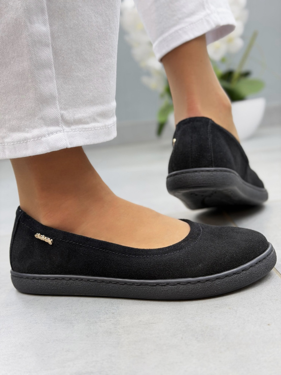 Czarne baleriny barefoot zamszowe ze skóry naturalnej OLEKSY