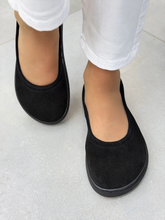 Czarne baleriny barefoot zamszowe ze skóry naturalnej OLEKSY