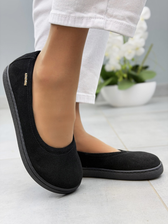 Czarne baleriny barefoot zamszowe ze skóry naturalnej OLEKSY