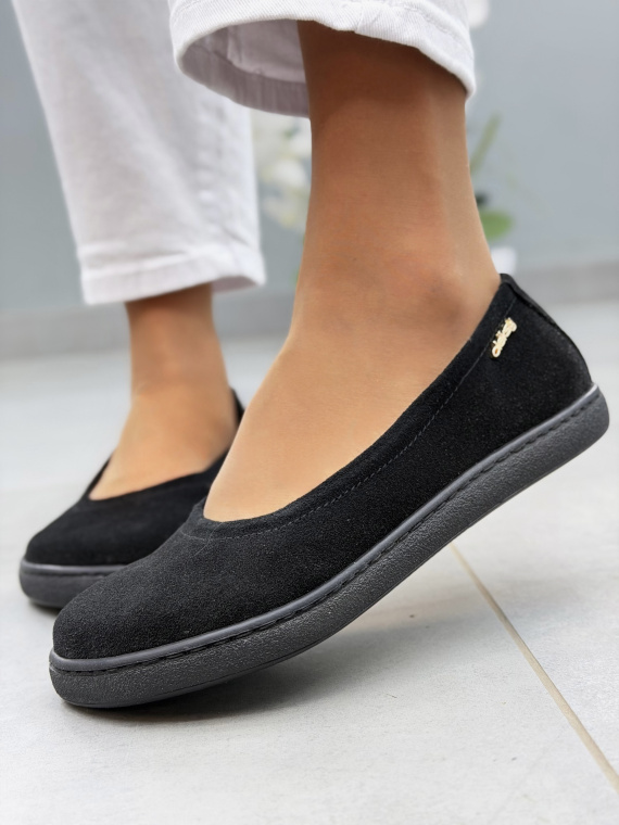 Czarne baleriny barefoot zamszowe ze skóry naturalnej OLEKSY