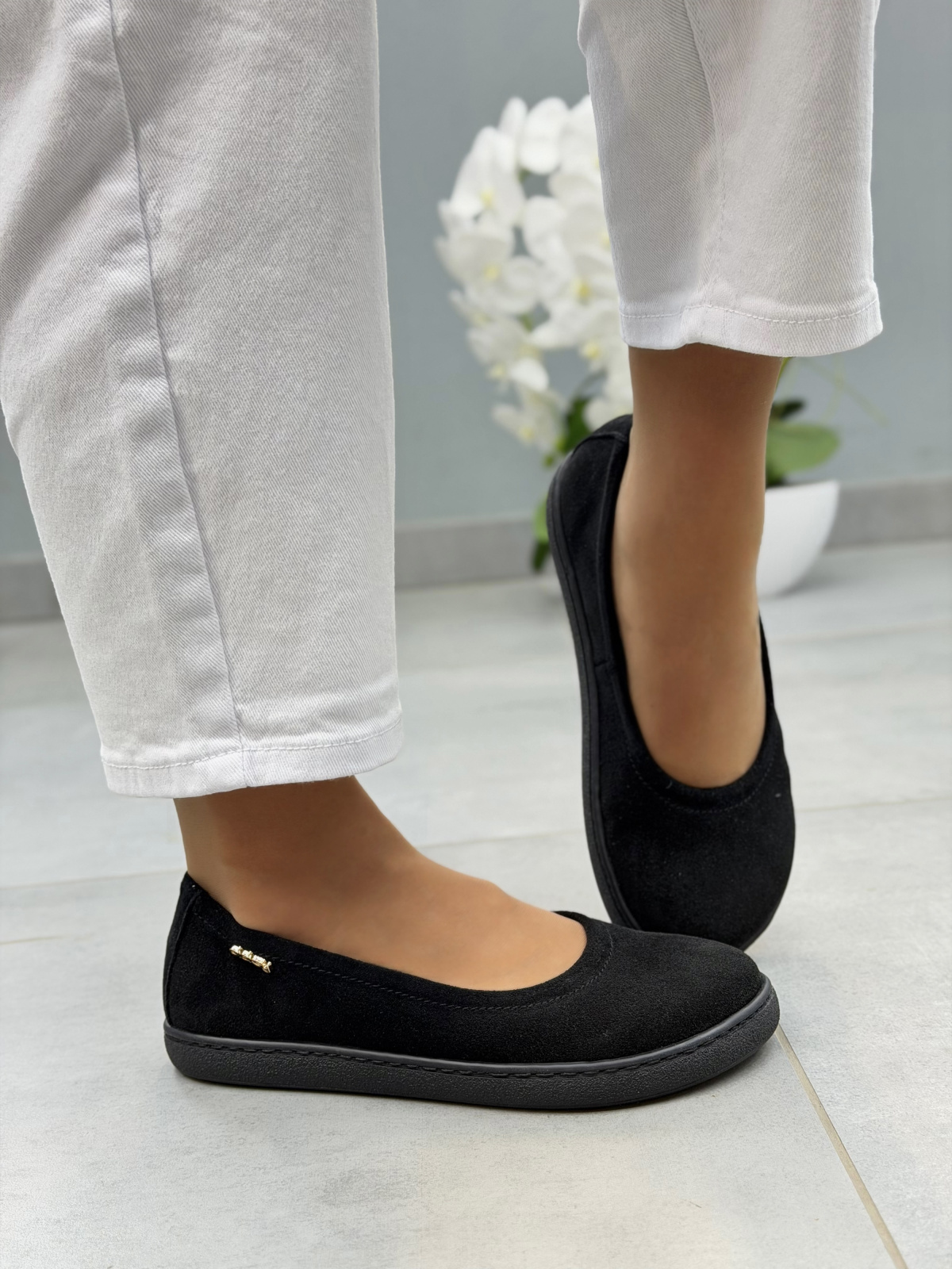 Czarne baleriny barefoot zamszowe ze skóry naturalnej OLEKSY