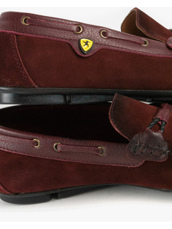 Bordowe mokasyny męskie skórzane