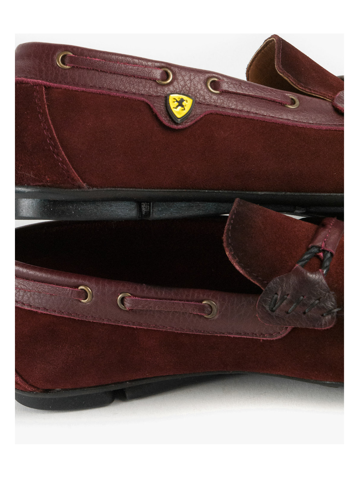 Bordowe mokasyny męskie skórzane