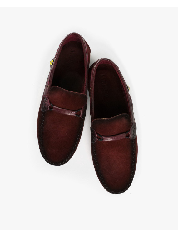 Bordowe mokasyny męskie skórzane
