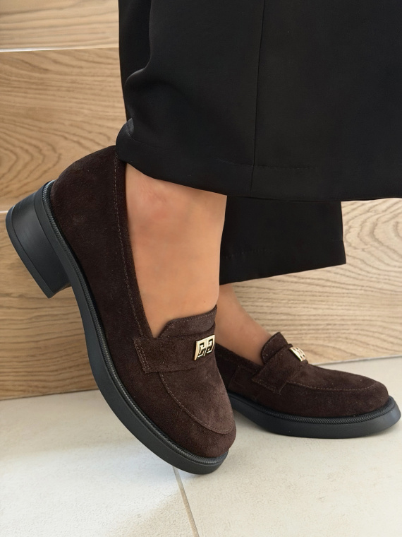Brązowe mokasyny damskie zamszowe ze skóry naturalnej OLEKSY casual