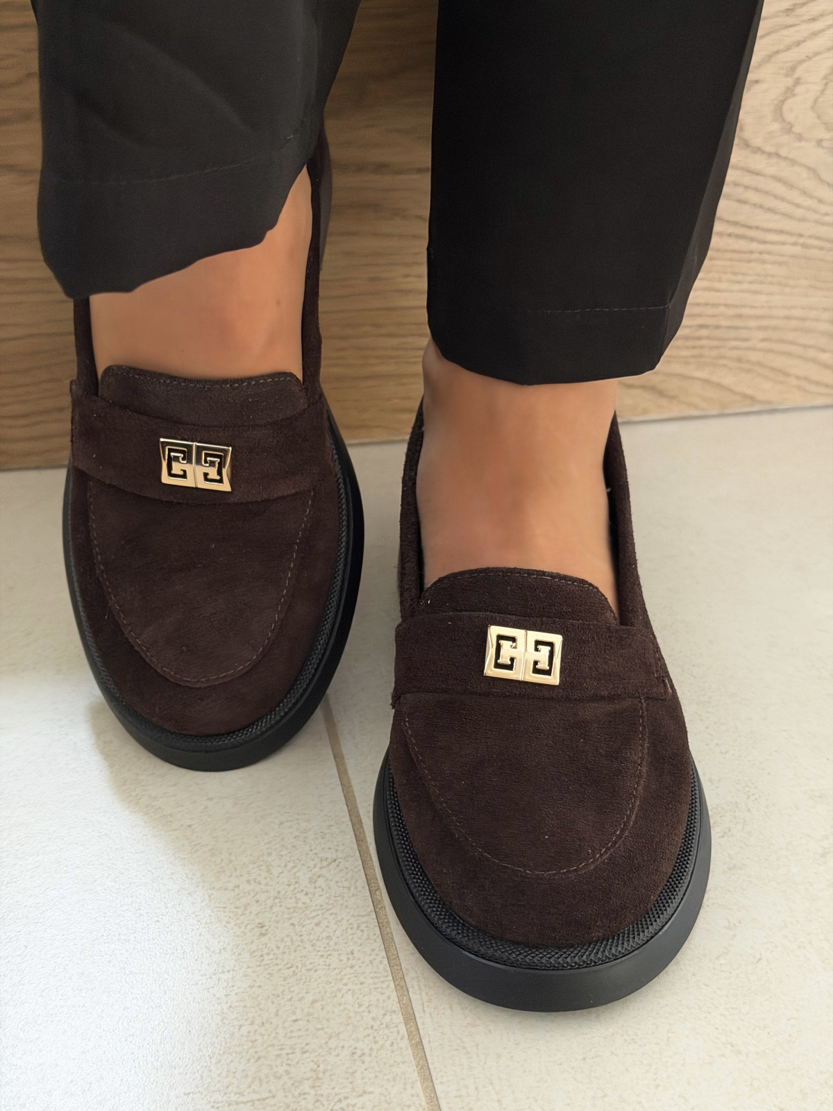 Brązowe mokasyny damskie zamszowe ze skóry naturalnej OLEKSY casual