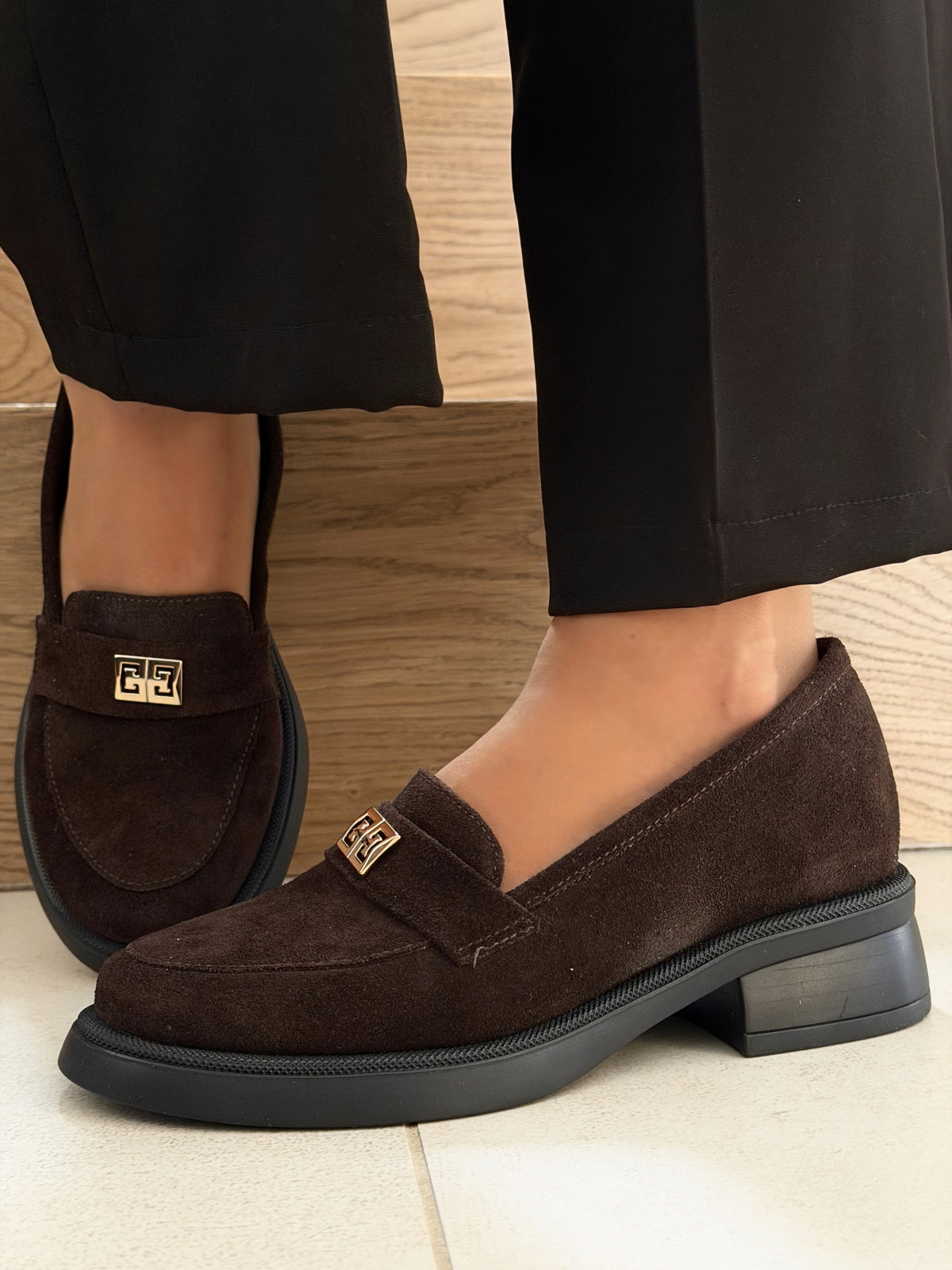 Brązowe mokasyny damskie zamszowe ze skóry naturalnej OLEKSY casual