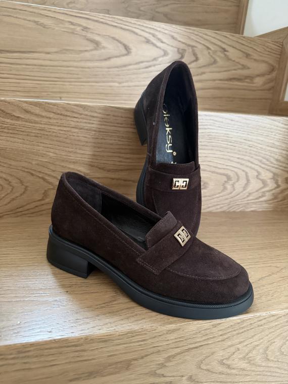 Brązowe mokasyny damskie zamszowe ze skóry naturalnej OLEKSY casual