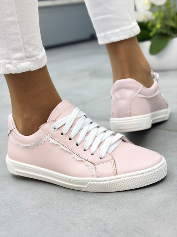 Różowe sneakersy skórzane damskie casual OLEKSY