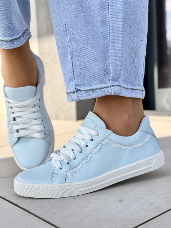 Błękitne sneakersy damskie OLEKSY ze skóry naturalnej casual