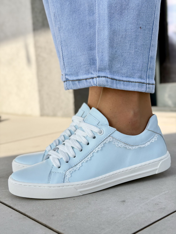 Błękitne sneakersy damskie OLEKSY ze skóry naturalnej casual
