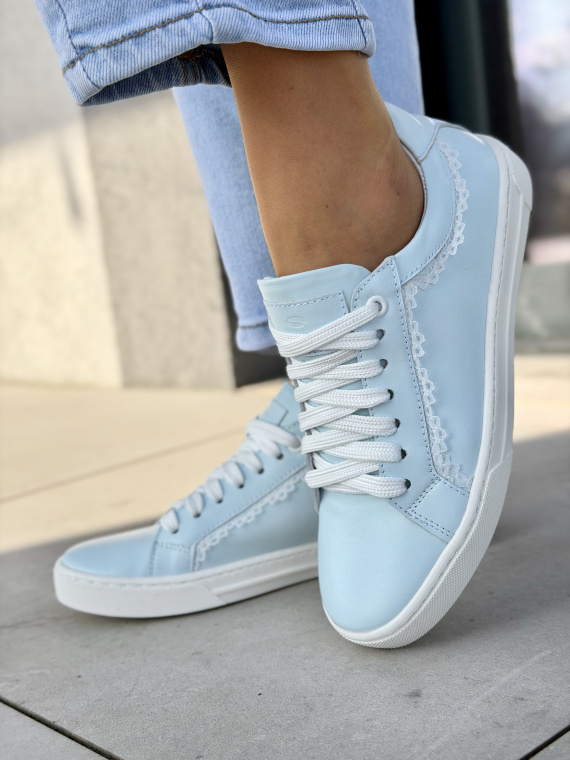 Błękitne sneakersy damskie OLEKSY ze skóry naturalnej casual