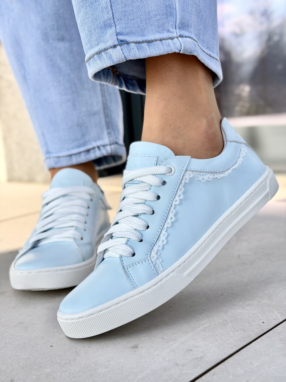 Błękitne sneakersy damskie OLEKSY ze skóry naturalnej casual