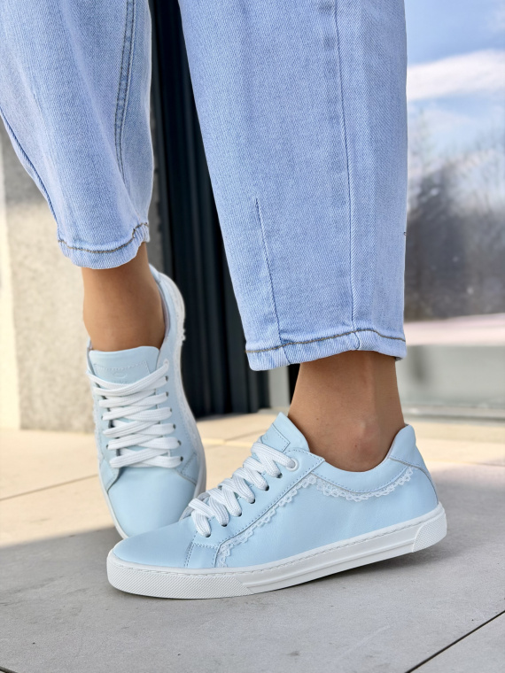 Błękitne sneakersy damskie OLEKSY ze skóry naturalnej casual