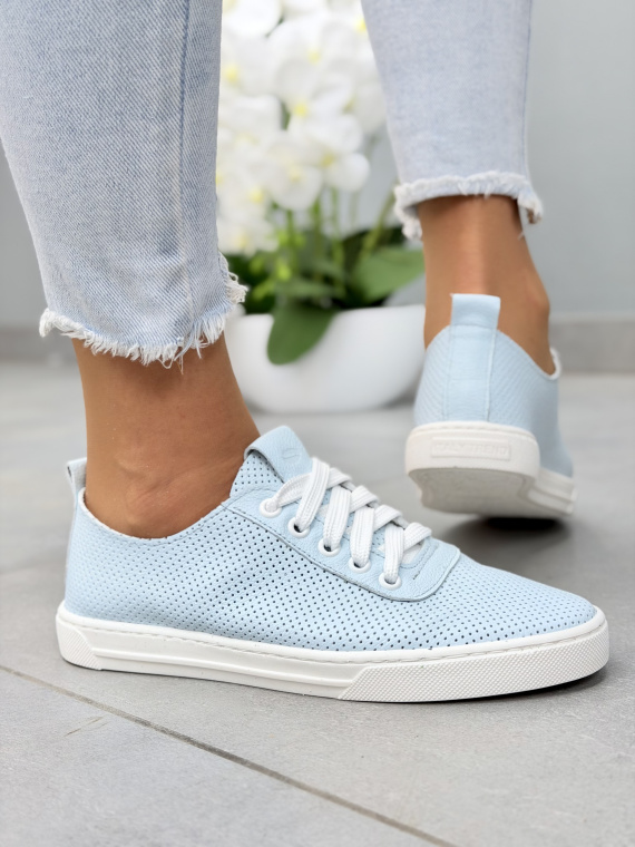 Błękitne sneakersy damskie OLEKSY ze skóry naturalnej casual