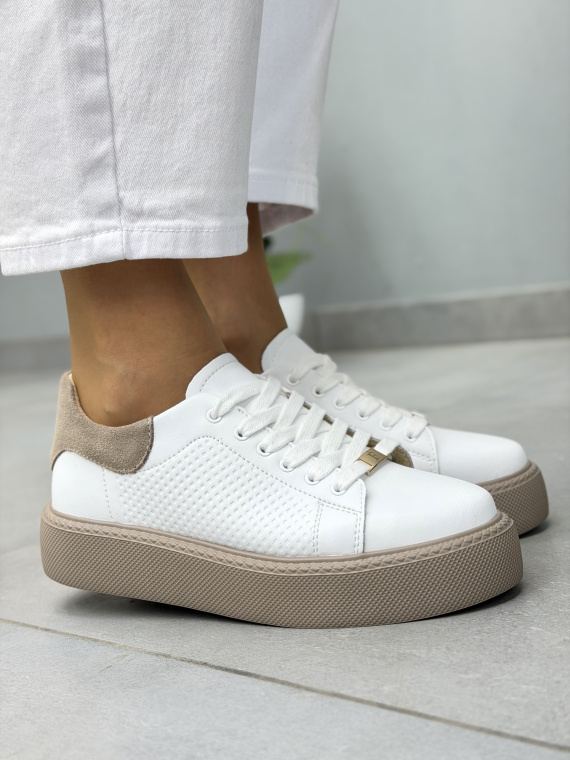 Białe sneakersy damskie skórzane damskie casual