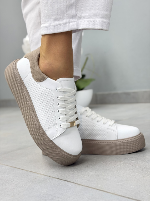 Białe sneakersy damskie skórzane damskie casual