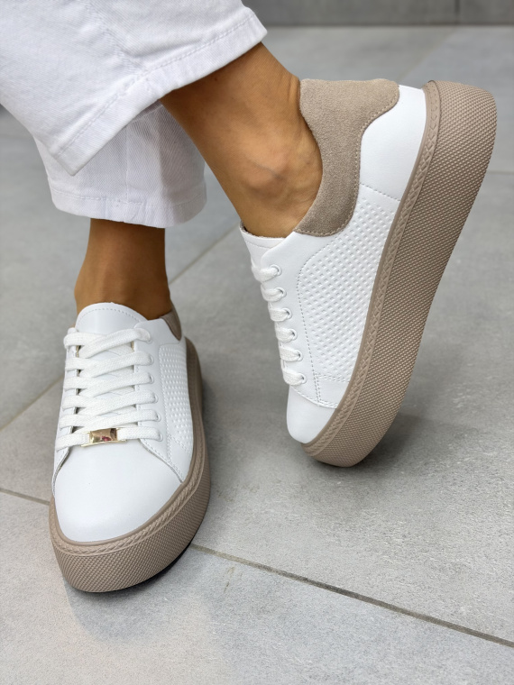 Białe sneakersy damskie skórzane damskie casual