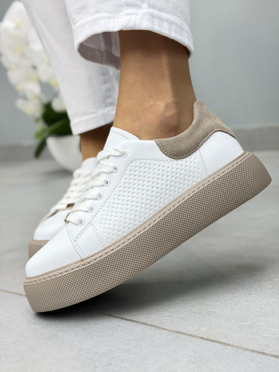 Białe sneakersy damskie skórzane damskie casual