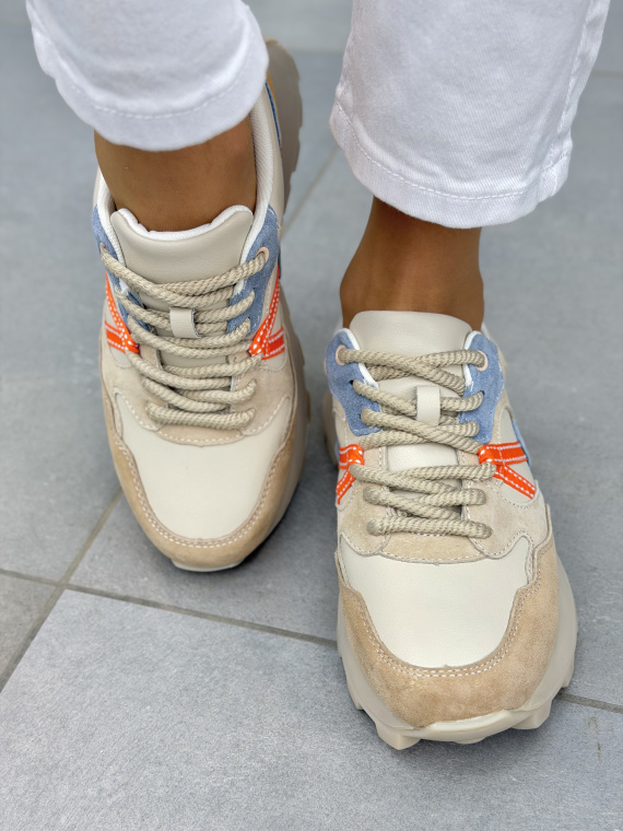 Multikolorowe sneakersy damskie skórzane casual