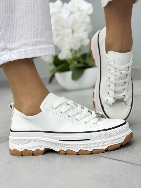 Białe sneakersy damskie skórzane casual