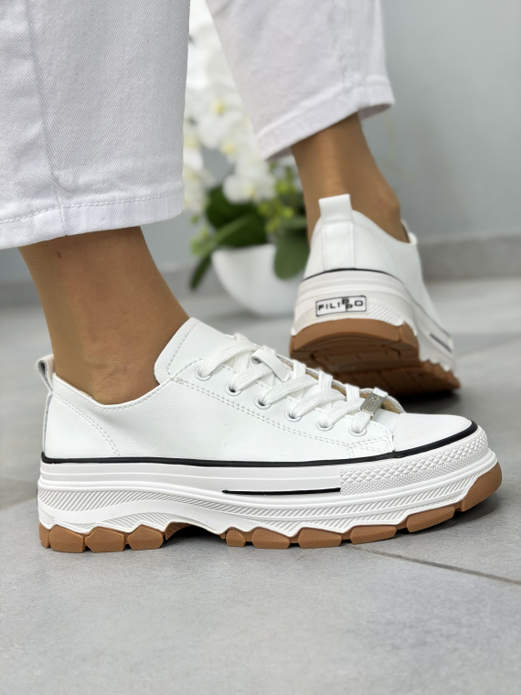Białe sneakersy damskie skórzane casual