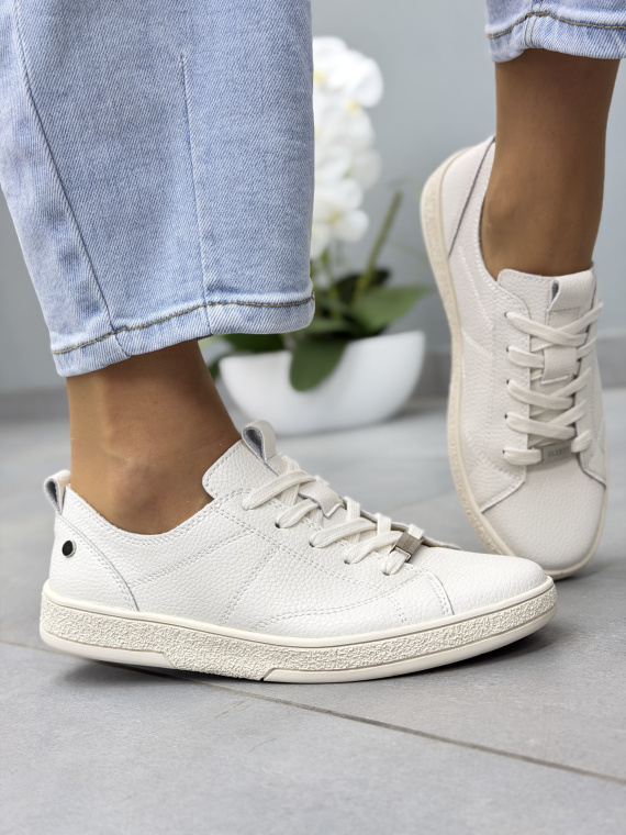 Minimalistyczne białe sneakersy skórzane damskie OLEKSY casual