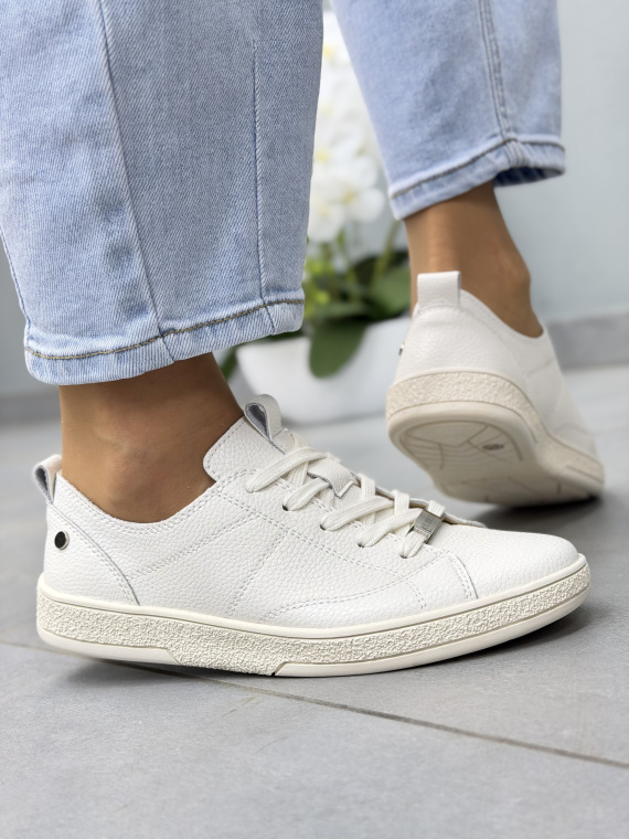 Minimalistyczne białe sneakersy skórzane damskie OLEKSY casual