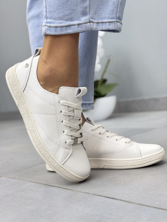 Minimalistyczne białe sneakersy skórzane damskie OLEKSY casual